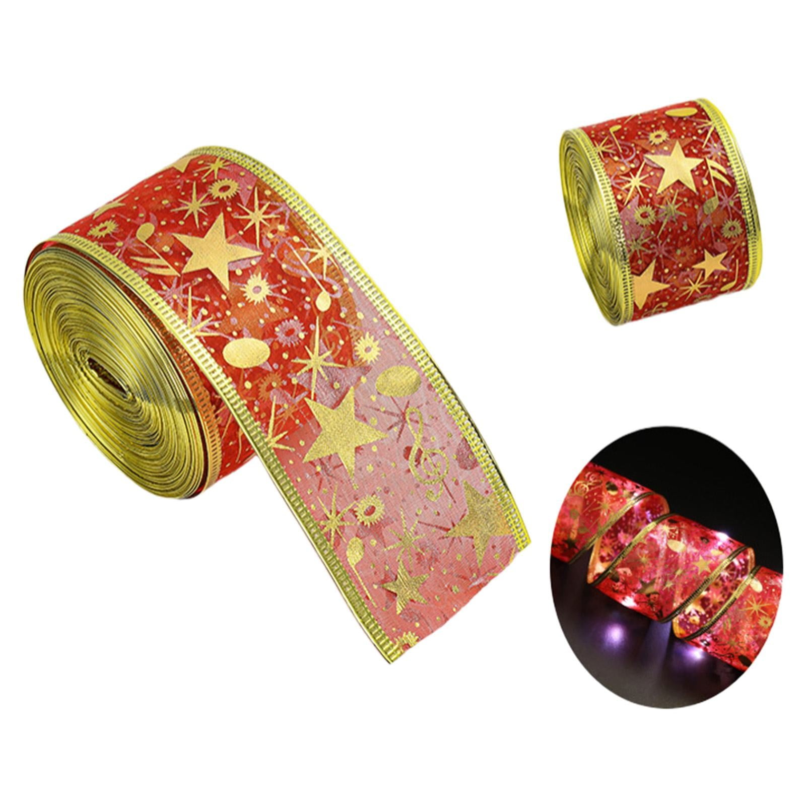 ERTZAE Sparkle Star Wired Ribbon,Glitter Snowflake Decor Ribbon ...