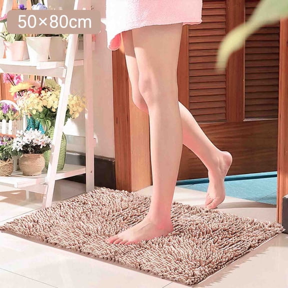ERTZAE Thick Soft Absorbent Chenille,50×80Cm Camel Snow Soft Furry Rug Machine-Washable Floor Mat,Durable Chenille Floor Mat,Non-Slip Machine Washable Super Absorbent Rug,Nonslip Bathroom Rug