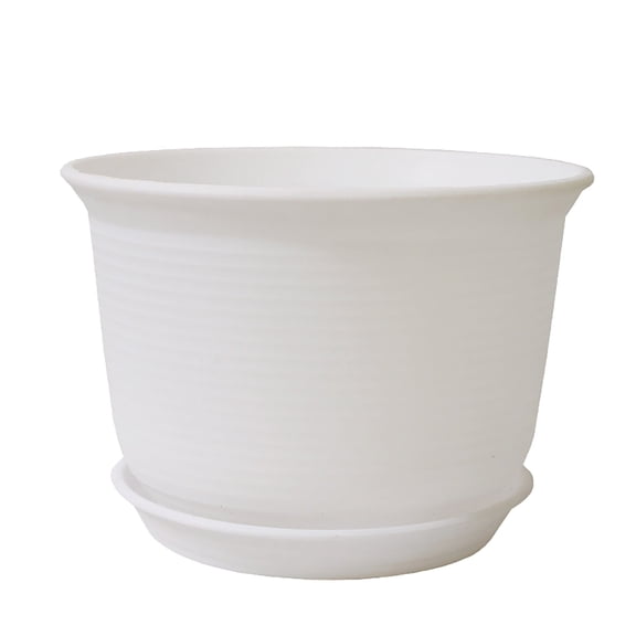 ERTZAE Thickened Plastic Planter With Tray – Vent Hole Garden Plant Pot,Ripple Pattern Plastic Planter,Home Balcony Garden Decor Pot,Deform-Resistant Reliable Planter,Multi-Size Indoor Flowerpot