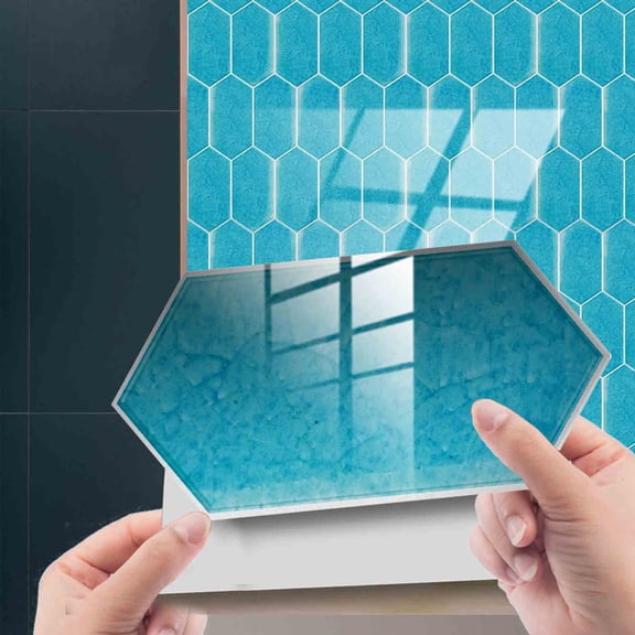 ERTZAE Tiles Backsplash Self Adhesive,Hexagon Tile Peel And Stick,Waterproof Self Adhesive Wall,Crystal Tile Sticker 12Pcs 20x10cm,Waterproof Wall Decor,Kitchen Bathroom Backsplash Upgrade