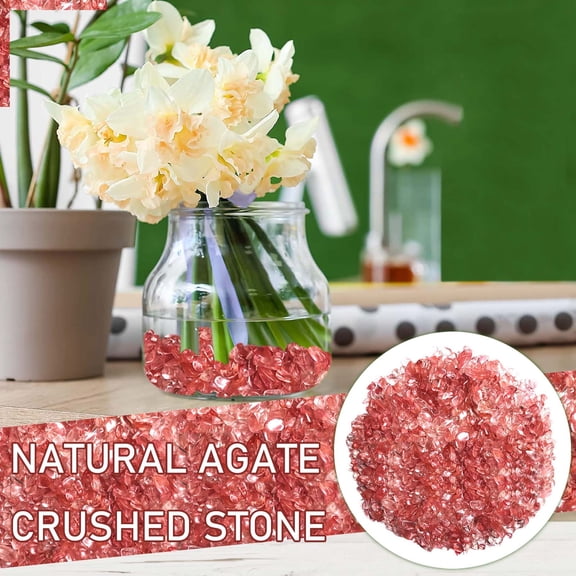 ERTZAE Tumbled Stone Chips,Succulent Rocks For Plants,Reiki Crystal Jewelry Making,Crushed Crystal Quartz Pieces,Crushed Crystal Quartz Pieces,Small Red Polished River Rocks for Bonsai Garden 100g
