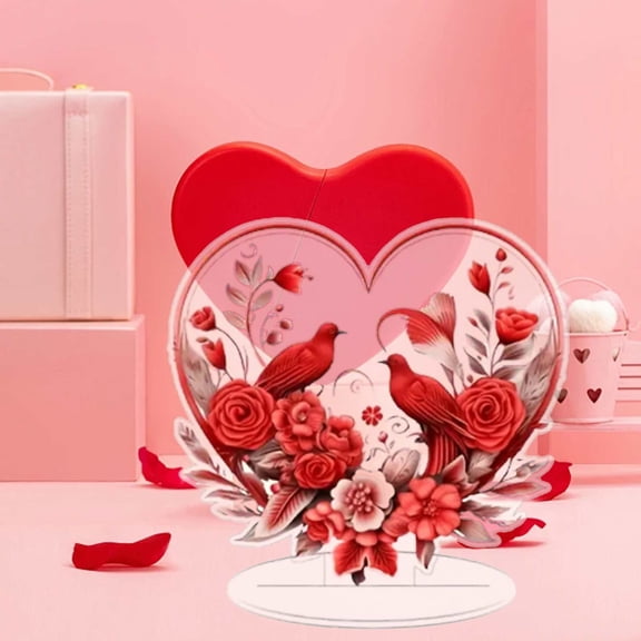 ERTZAE Valentine'S Day 2D Acrylic Couple Tabletop Ornament,Romantic Love Statue Display,Transparent Love-Themed Home Decor,Couple Commitment Gift,Durable Living Room Desk Bedside Table Decor E