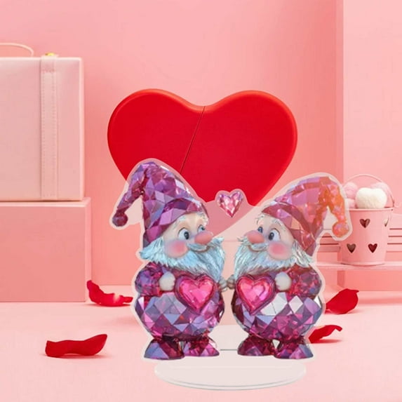 ERTZAE Valentine'S Day 2D Acrylic Couple Tabletop Ornament,Romantic Love Statue Display,Transparent Love-Themed Home Decor,Couple Commitment Gift,Durable Living Room Desk Bedside Table Decor C