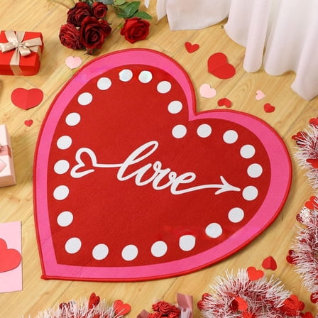 ERTZAE Valentine’S Day Heart-Shaped Bathroom Rug,Romantic Red Pink Bathroom Decor,Non-Slip Valentine’S Bathroom Mat,Washable Heart-Shaped Floor Mat,Festive Valentine’S Bathroom Rug 31.5X19.69In