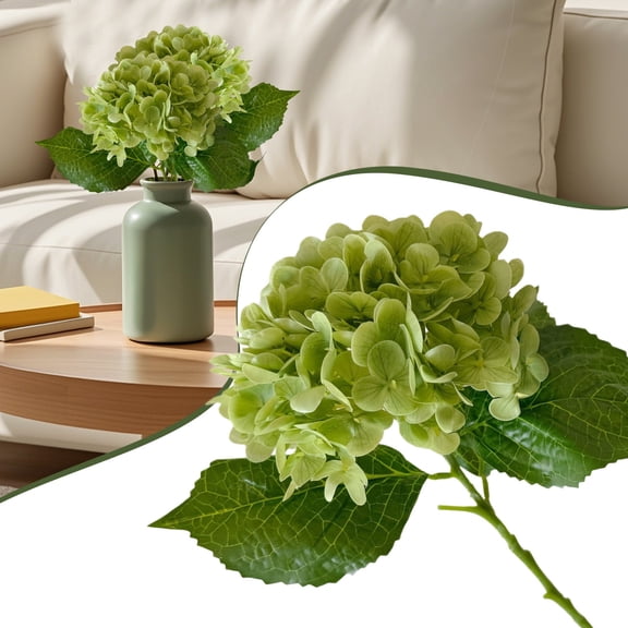 ERTZAE Vase Filler Flower Stem,Permanent Floral Accent,Planter Box Floral,Entryway Floral Bouquet,3D Large Embroidered Hydrangea Simulation Flower,Dark Green 20.1"Faux Bloom for Hotel,Wedding Decor