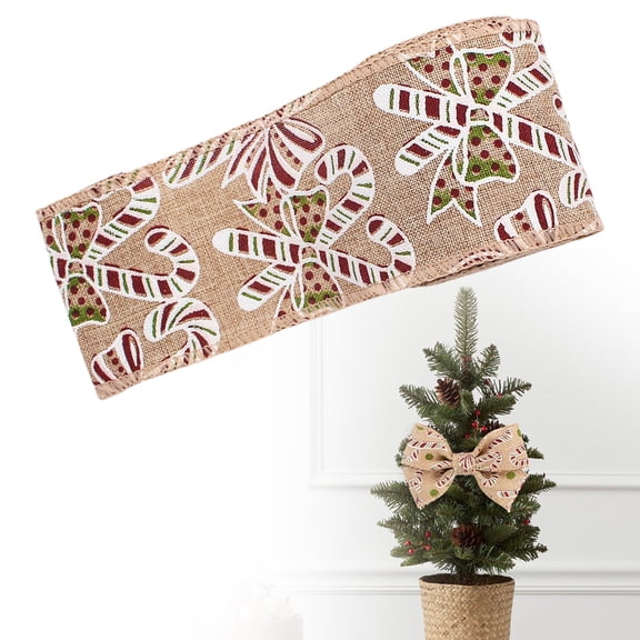 ERTZAE Vintage Burlap Wired Ribbon,Natural Jute Fabric Ribbon,Classic Print Decor Ribbon,Diy Craft Supply,Gift Wrapping Accent,Home Decor Trim,Party Decoration Ribbon,Versatile Retro Textile F