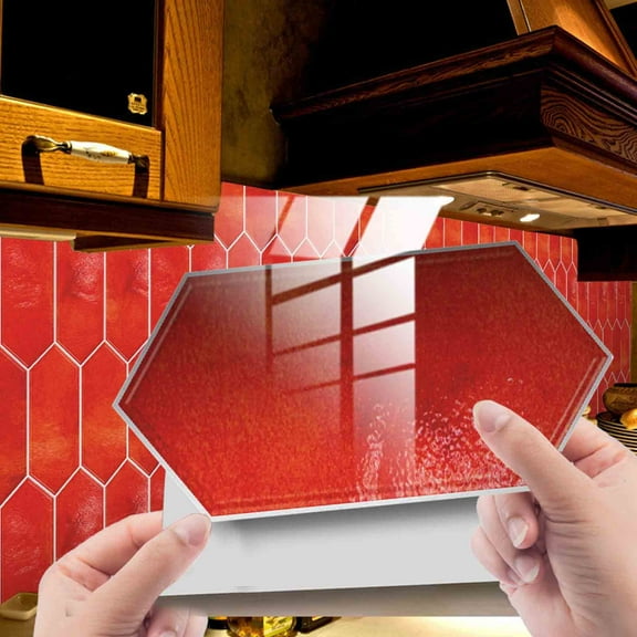 ERTZAE Wall Tile Stick On Backsplash,Hexagon Peel And Stick,Peel And Stick Tile For Kitchen,Waterproof Kitchen Backsplash,Crystal Tile Sticker 12Pcs 20x10cm,Self-Adhesive,Kitchen Bathroom Backsplash