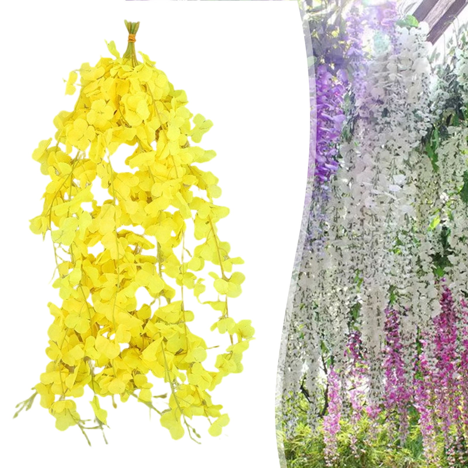 ERTZAE Yellow 23.62" Wisteria Vines Silk,Artificial Flowers,Wisteria Vines Hanging Flowers Silk Wisteria String For Home Garden Party Wedding Decor,Wedding Arch Floral Party Garden Ceremony