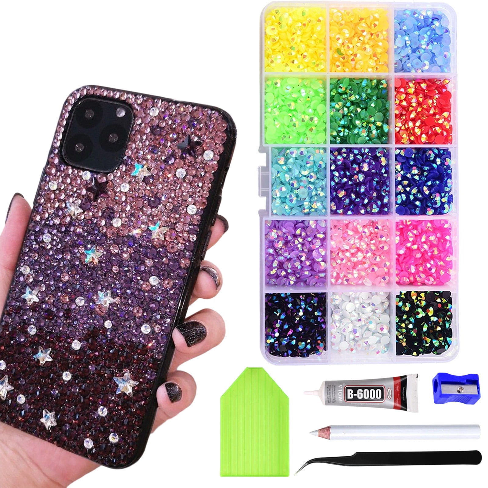 ERTZAE&nbsp;15 Color Resin Jelly Rhinestones For Bedazzling,Flatback Gems For Crafting,Bedazzling Kit For Clothing Shoes Book Diamond Art