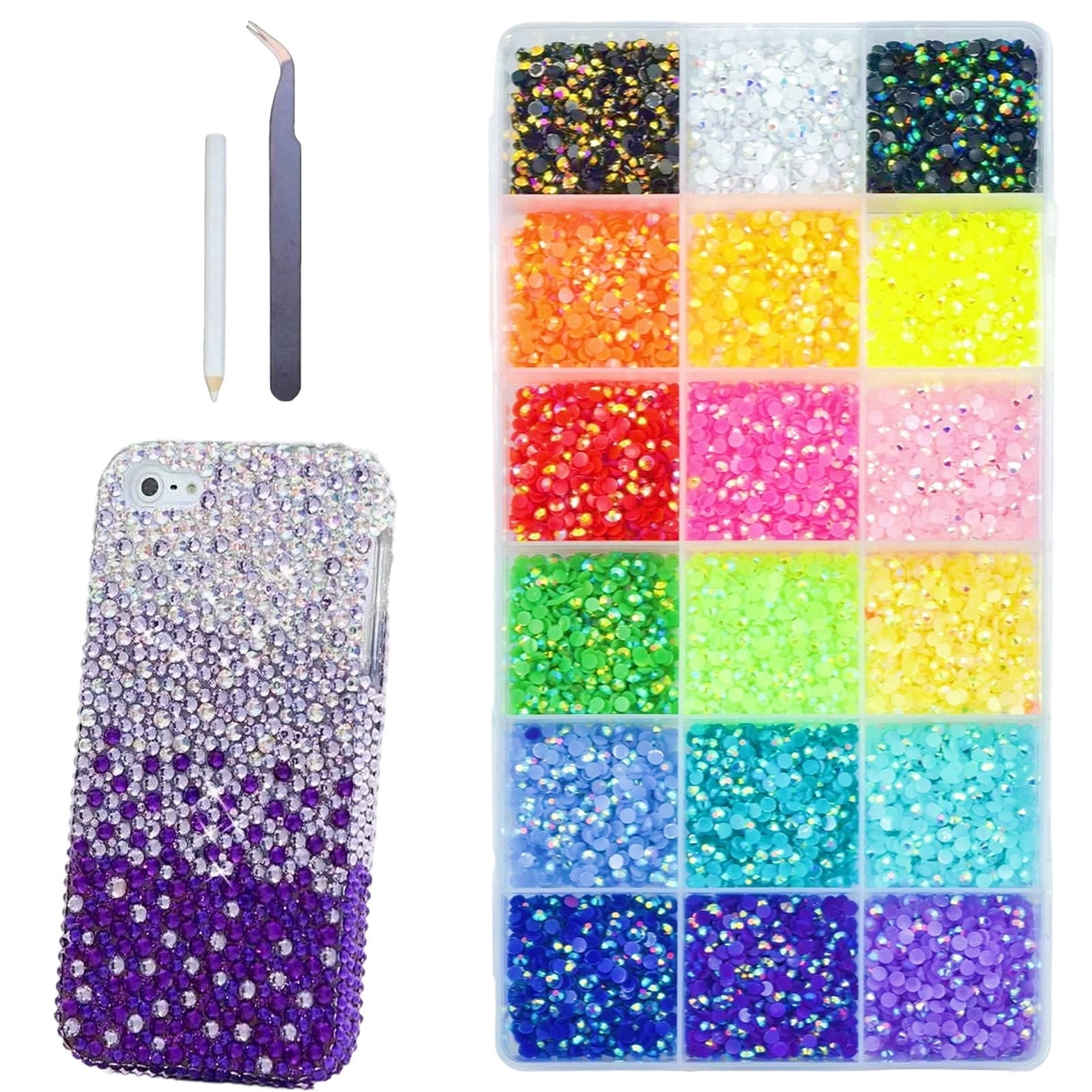 ERTZAE&nbsp;18 Color Resin Jelly Rhinestones For Bedazzling,Flatback Gems For Crafting,Bedazzling Kit For Clothing Shoes Book Diamond Art