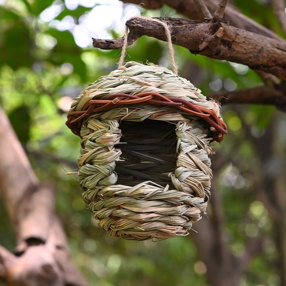 ERTZAE Hand Woven Bird's Nest,Gardening Outdoor Decoration,Suitable for Small Birds & Parrots,Natural Woven Nest for Birds,Hanging Garden Ornament,Cozy Shelter for Budgies & Lovebirds