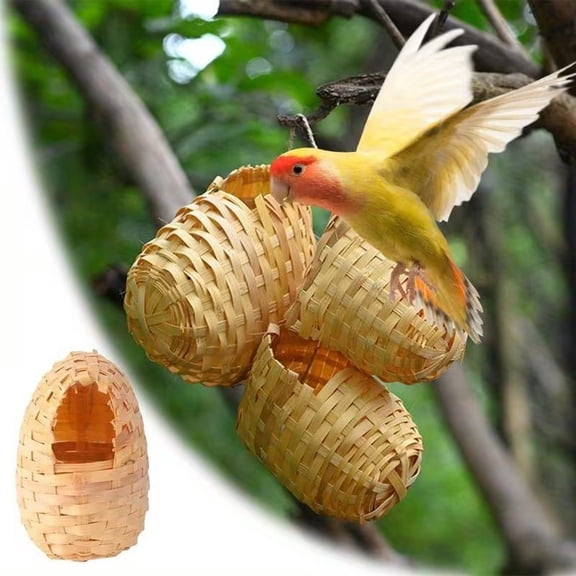 ERTZAE&nbsp;Pet Products Handmade Bird's Nest With Hooks,Farmhouse Style Decoration for Cage & Garden,Handwoven Bird Nest with Built-In Hooks,Cozy Shelter & Rustic Decor for Small Birds