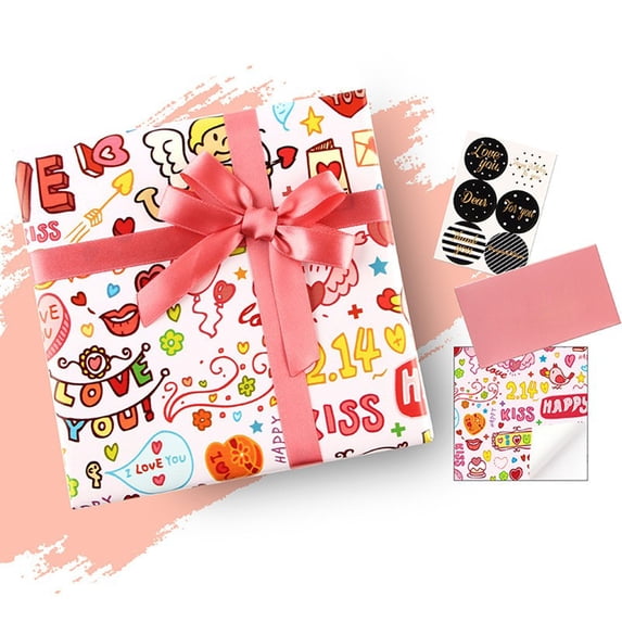 ERTZAE6Pc 50X70Cm Valentine'S Wrapping Paper – Heart & Sweet Design Gift Wrap,Anniversary Paper With Gift Tags,Unisex Valentine'S Wrap,Romantic Occasion Gifts Packaging For Men/Women Anniversary