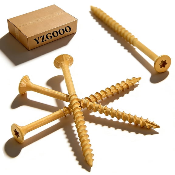 ERUCND-1-1/2 Inch Torx Construction Wood Screws#81-1/2, Exterior Deck & Outdoor Structural Long Screws, Rust Resistant Fence Screws with T25 Bit Tool, Tan, Box, 120 Pieces (120, Tan, #81-1/2)