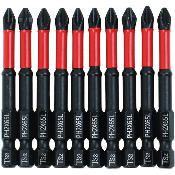 ERUCND-10 Pack Phillips PH2 Magnetic Anti Slip Screwdriver Bit Set 2.5" L TS2 Anti-Slip Long Drill Bits Impact Driver Bits