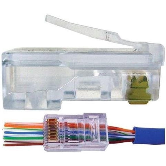 ERUCND-100 Pcs CAT5e RJ45 Pass-Through Network Cable Modular Plug 8P8C Gold-Plated Connector End