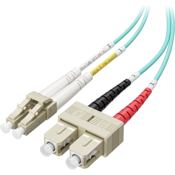 ERUCND-10Gb OFNP Plenum Rated Multimode Duplex 50/125 OM3 Fiber Cable, LC to SC Fiber Optic Cable - 9.8ft / 3m