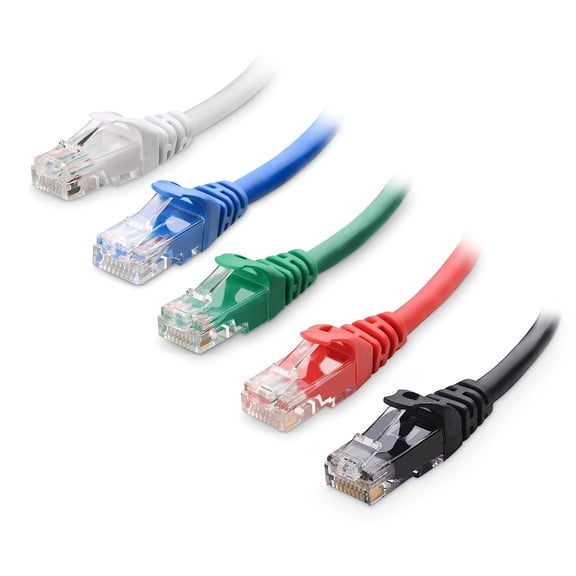 ERUCND-10Gbps 5-Color Combo Snagless Cat 6 Ethernet Cable - 10ft, Cat 6 Cable, Cat6 Cord, Ethernet Cord, Multicolored (Black, Blue, White, Green, Red)