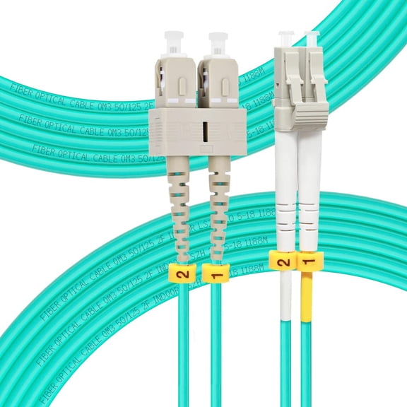 ERUCND-- 10M SC to LC OM3 Fiber Patch Cable | Length Options: 1m-50m, 10GB/40GB Duplex 50/125um Multimode Fiber Optic Cables LSZH-10M (33ft)