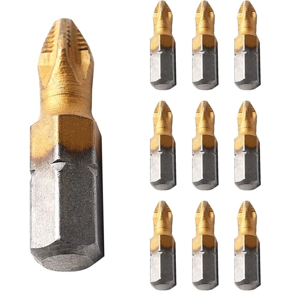ERUCND-10Pcs PH2 Anti Slip Screwdriver Bit Set,1/4 Inch Hex 25mm Length Titanium Magnetic Drill Bits Set for Electric Screwdriver Impact Drill