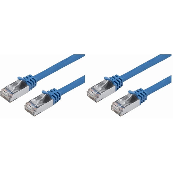 ERUCND-113658 Cat7 Ethernet Patch Cable - 3 feet - Blue | Flexboot RJ45 Stranded 600Mhz S/FTP CMX Pure Bare Copper Wire 26AWG - Entegrade Series (Pack of 2)