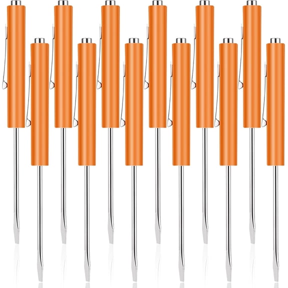 ERUCND-12 Pieces Pocket Screwdriver Mini Tops And pocket magnetic screwdriver with A Single Blade Head for Mechanical, Electrician (orange)