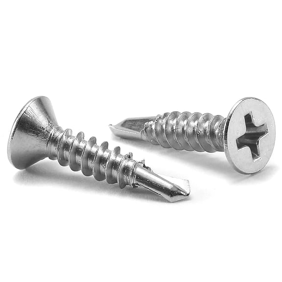 ERUCND-#12 x 3/4" Sheet Metal Screws 100Pcs 410 Stainless Steel Flat Head Tek Screws Fast Self Tapping Screws by
