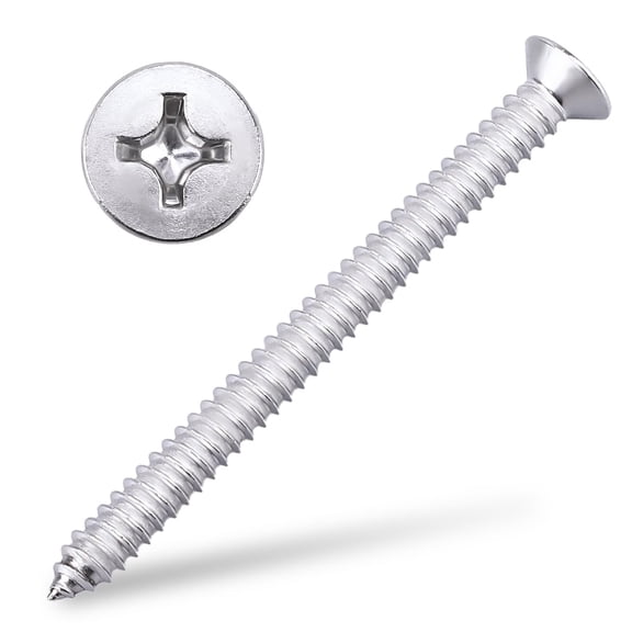 ERUCND-#14 x 2-1/2" (25 pcs) Flat Head Sheet Metal Screws, 304 Stainless Steel (18-8), Phillips Drive, Self Tapping, Corrosion Resistant Screws for Wood, Sheet Metal and More