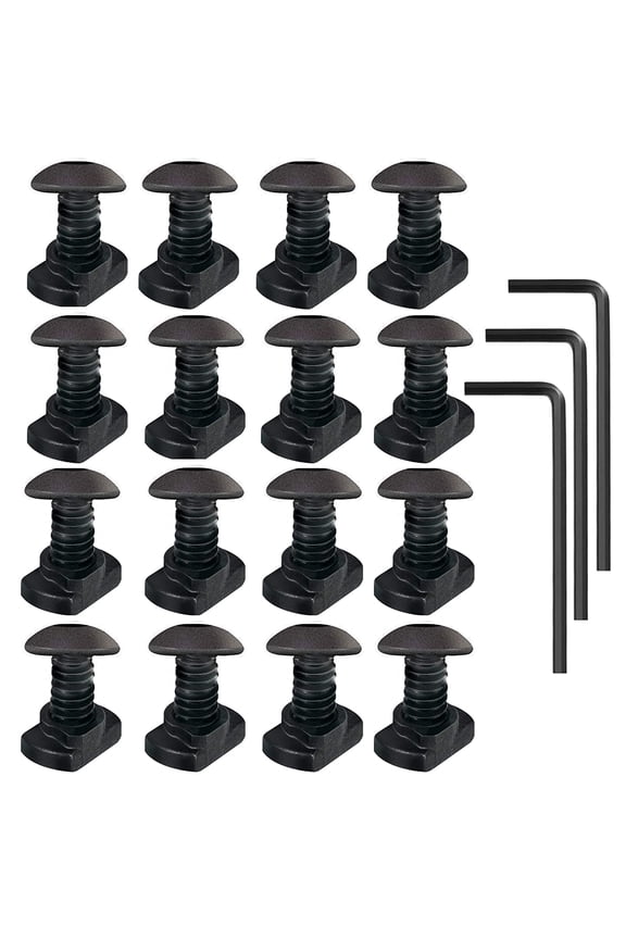 -16 Pack M5 T-Nut Metric Camming Screw Replacement Sets Compatible with Standard Rail Systems, with Thread Locking Screws, Allen Wrench and Nuts(16 x Screws, 16 x Nuts and 3 x Wrench)