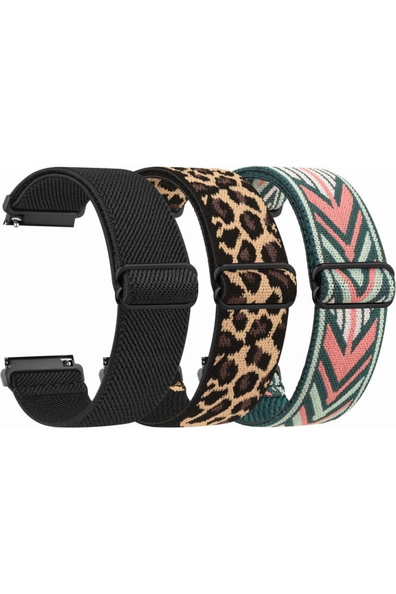 -18mm 20mm 22mm Watch Bands Quick Release Replacement Wristband, 3 Pack Solo Loop Adjustable Elastic Nylon Straps for Men Women
