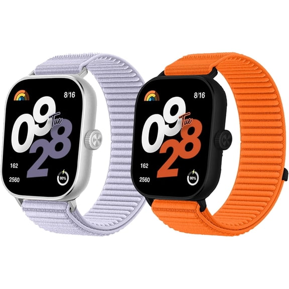 ERUCND-2 Pack Nylon Bands Compatible with Xiaomi Mi Smart Band 9 Pro/8 Pro Redmi Watch 5/4, Wavy Soft Breathable Hook & Loop Watch Strap Replacement for Men Women