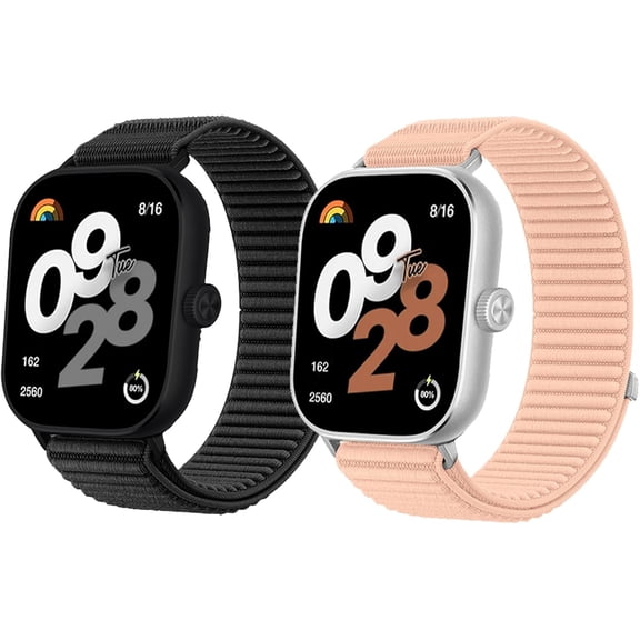 ERUCND-2 Pack Nylon Bands Compatible with Xiaomi Mi Smart Band 9 Pro/8 Pro Redmi Watch 5/4, Wavy Soft Breathable Hook & Loop Watch Strap Replacement for Men Women