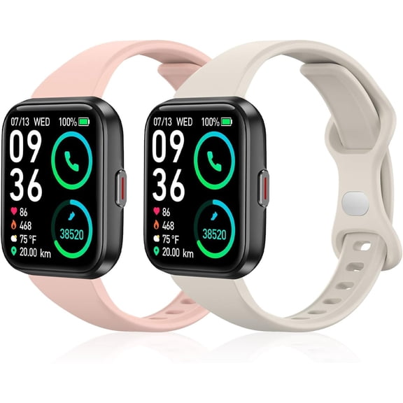 ERUCND-2 Pack Slim Watch Bands Compatible with ENOMIR ID208BT /SKG V7/SKG V7 PRO Smart Watch, Soft Sport Replacement Strap for Aeac ID208BT/Konitee/FACOI ID208BT Watch Women Men