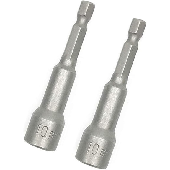 ERUCND-(2 pcs) 1/4" 10mm Nut Driver Bit, 10mm Magnetic Socket, Hex Nut Driver Bit for Electric Drill, 65mm Length, Metric