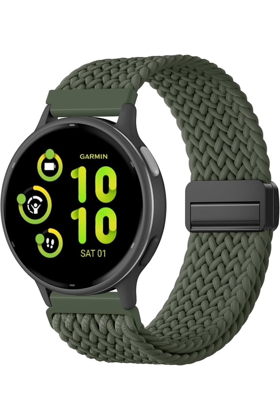 -20mm Magnetic Braided Nylon Bands Compatible with Garmin Venu 2 Watch Bands, Adjustable Stretchy Quick Release Replacement Strap for Vivoactive 6/5/3/Venu/Venu 2 Plus/Venu Sq