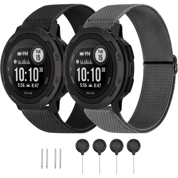 ERUCND-22mm Elastic Nylon Band Compatible with Garmin Instinct 1/2/3 45mm Solar,Soft Breathable Sport Replacement Strap for Fenix 8 47mm/Instinct Esports/Tactical(2 pack)