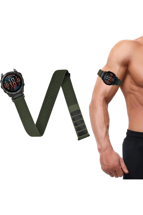 -22mm QuickFit Sports Ankle/Arm Band Compatible with Garmin Fenix 6 Pro/6/7/7 Pro/5/5 Plus, Soft Nylon Bicep Strap for Forerunner 970/965/955/945/935 & Instinct 3 45mm/E 45mm/Solar/2/2 Solar