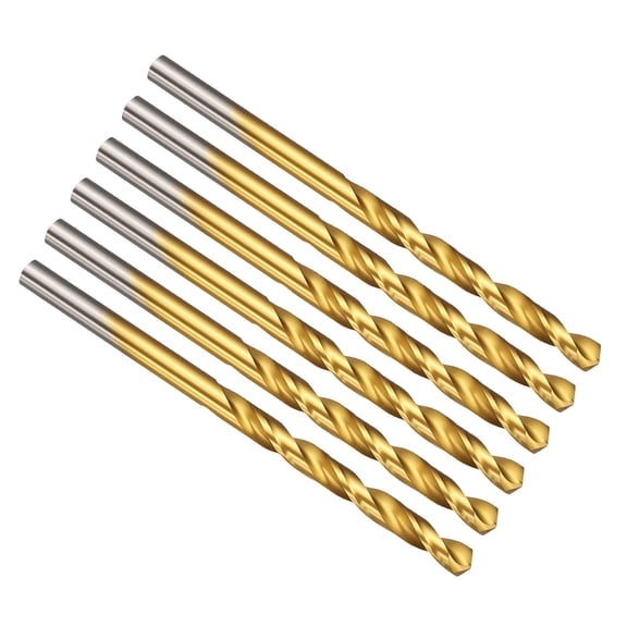 ERUCND-#23 Drill Bit, M42 8% Cobalt High-Speed Steel Jobber Straight Shank 135 Titanium Nitride (TiN) Coated for Hard Metal Stainless Steel - 6 Pack