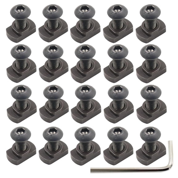 ERUCND-24 Pack Mlok T-Nuts & Screws Replacement Sets M4 Steel, for Mlok System Accessory Installation, with Allen Key. (M4 Button-Head Cap)