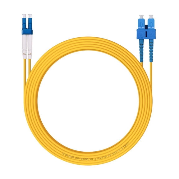 ERUCND-2m OS2 LC to SC Fiber Patch Cable, Single Mode Fiber Optic Cable, SMF Duplex LC-SC UPC, 9/125um, LSZH, Yellow, for 1G/10G SMF SFP Transceiver, Networks