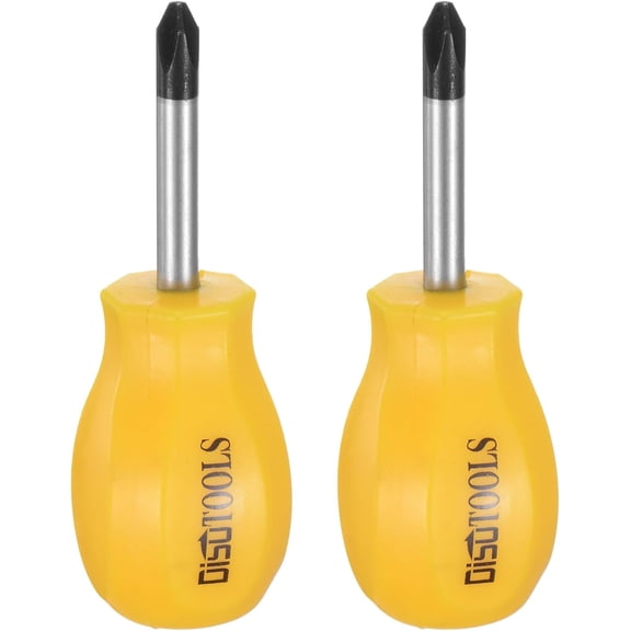 ERUCND-2pcs PH2 Short Phillips Screwdriver #2 Stubby Magnetic Screwdrivers CR-V Small Pocket Screwdriver for DIY Repairing, Yellow