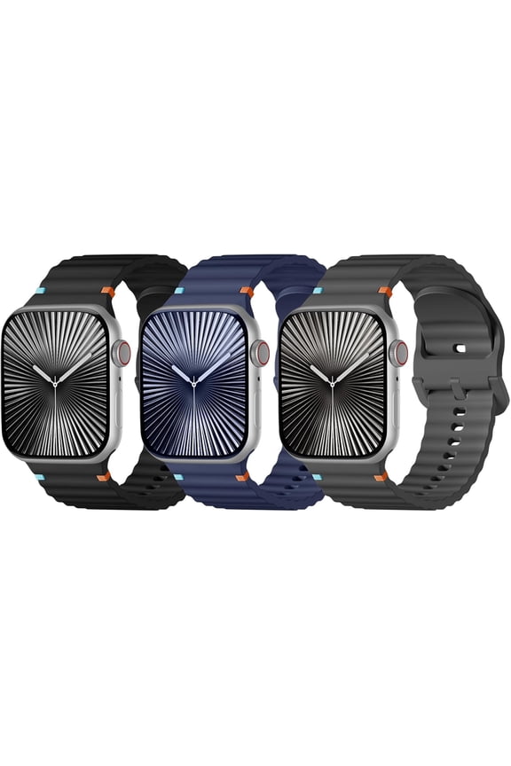 -3 Pack Sport band Compatible with Apple Watch Bands for Men 45mm 44mm 42mm 41mm 40mm 38mm 49mm 46mm,Soft Silicone Waterproof Outdoors for iWatch Series 11 10 9-1 Ultra 2 3/Ultra SE Men Women