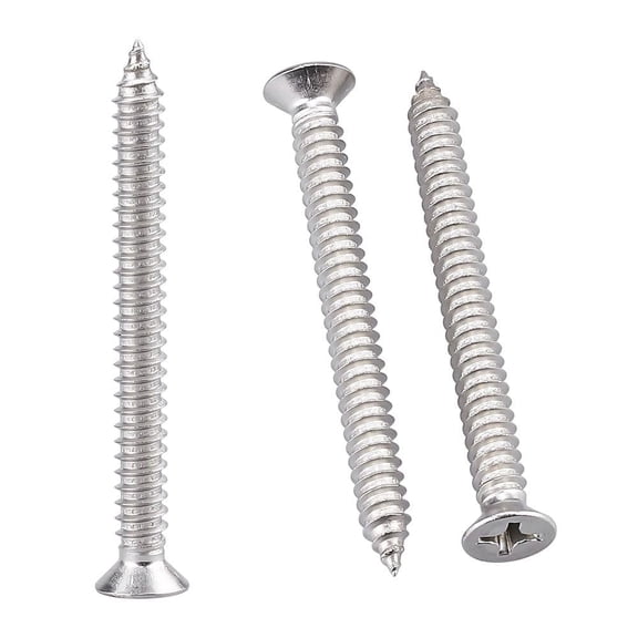 ERUCND-30 Pack #10 x 2-1/2" Flat Head Phillips Self Tapping Screws, 18-8 Stainless Steel 304, Countersunk Sheet Metal & Wood Screws, Corrosion Resistant Fasteners