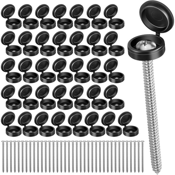 ERUCND-36 Set 3 Inch Shutter Screws and Caps Black Shutter Screws with Caps Shutter Fasteners for Windows Outside Shutter Caps for Shutter Railings Furniture