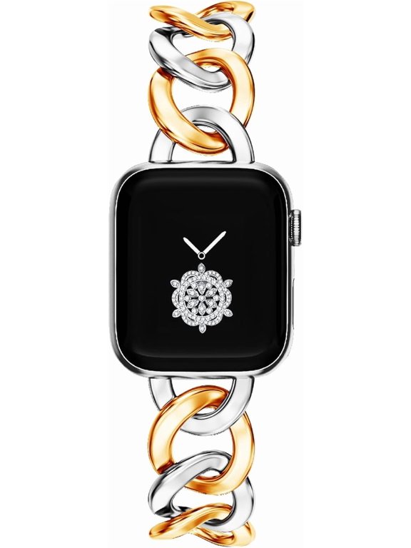 -38/40/41/42MM(Series 11/10)/44/45/46MM Women Cool Chain Metal Smartwatch Bands Compatible for Apple Watch Bands Series 11/ SE3/10/9/8/7/6/5 Stylish Adjustable Replaceable Bracelet for Iwatch S