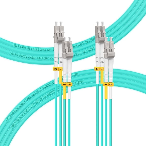 ERUCND-- 3M-2Pack OM3 LC to LC Fiber Patch Cable, MM Multimode Fiber Optic Cable, MMF Multi Mode Fiber Jumper Cord, 10Gb/40Gb, Duplex, 50/125um, LSZH, 3M(10ft)-2Pack