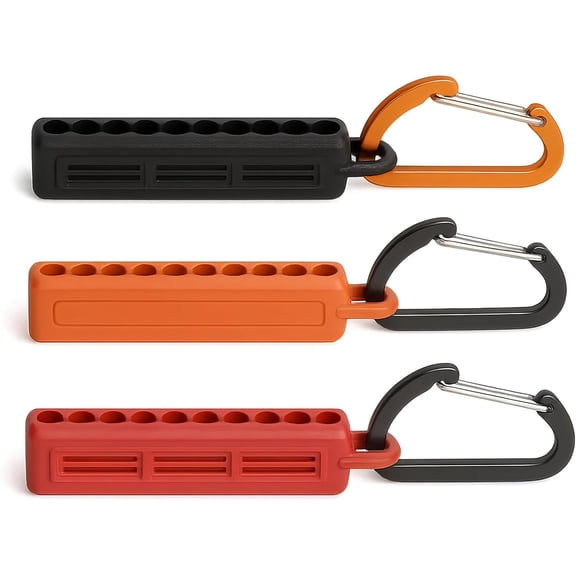 ERUCND-3PCS 10 Holes Screwdriver Bit Holder Storage Organizer, 1/4" Hex Bit Holders Organizer with Carabiner Clips, Keychain Screw Bit Holder Storage Box