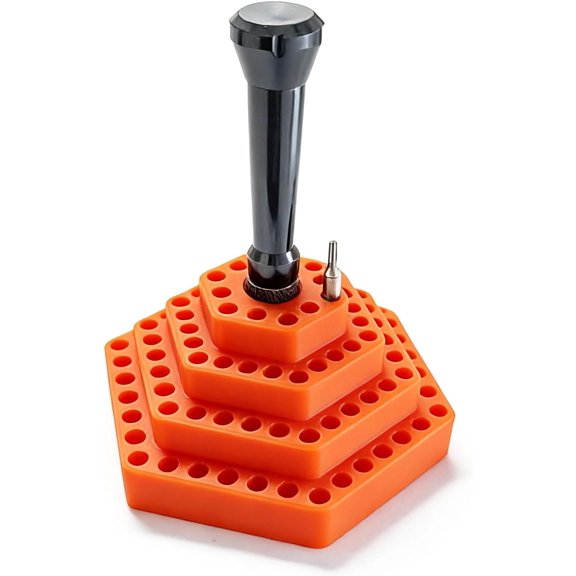 ERUCND-4.8mm Hex Bit Holder Tower, Hex Bit Holder Organizer Screwdriver Bits Holder, Screw Bit Holder Storage Box, Drive Bits Adapter Storage, Orange, 1 Piece