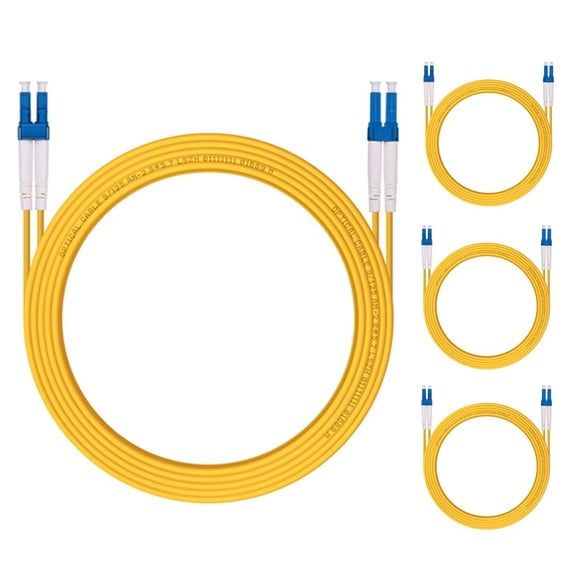ERUCND-4 Pack 3m OS2 LC to LC Fiber Patch Cable, Single Mode SFP Fiber Jumper, Duplex LC-LC 9/125um, LSZH, Yellow, 9.8ft, for 1G/10G SMF SFP Transceiver, Router, Networks and More