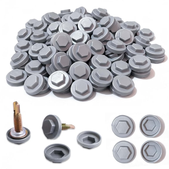 ERUCND-400 Pcs Roof Screw Caps & Covers, Snap-On Plastic Sealer for Metal Roof, UV Resistant - Weatherproof for Outdoor Siding and Construction (Silver Gray)